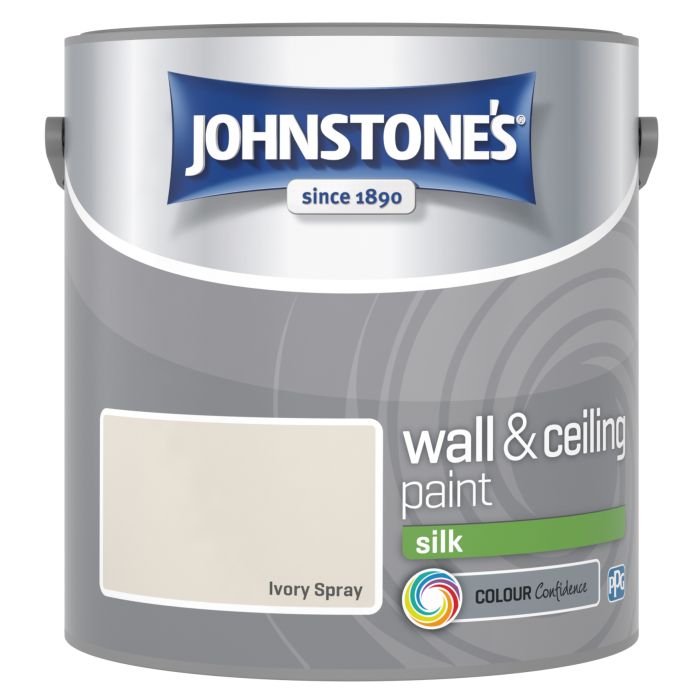 Johnstone's Wall & Ceiling Silk Paint in Ivory Spray, 2.5L silk emulsion for interior walls and ceilings