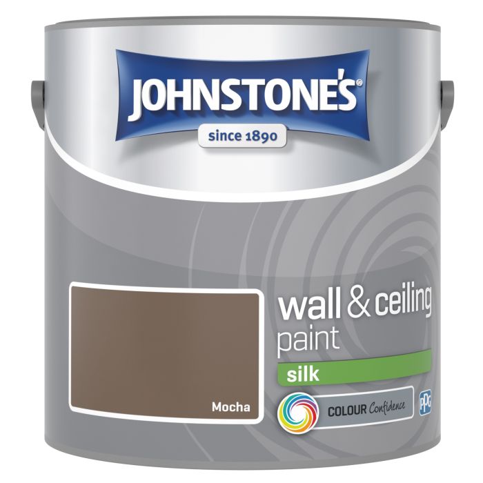 Johnstone's Wall & Ceiling Silk Paint in Mocha, 2.5L silk emulsion topcoat