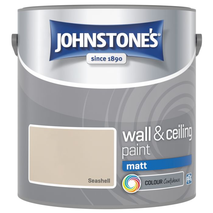 Johnstone's Wall & Ceiling Matt Paint in Seashell, 2.5L matt emulsion tin