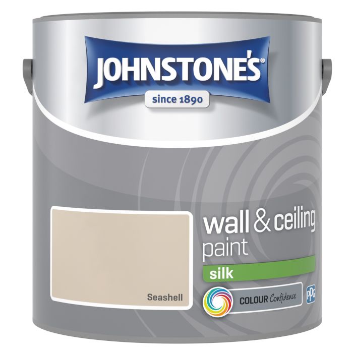 Johnstone's Wall & Ceiling Silk Paint in Seashell, 2.5L silk emulsion topcoat