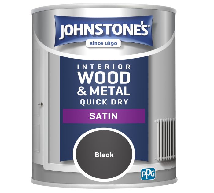 Johnstone's Quick Dry Satin Black 750ml wood and metal paint