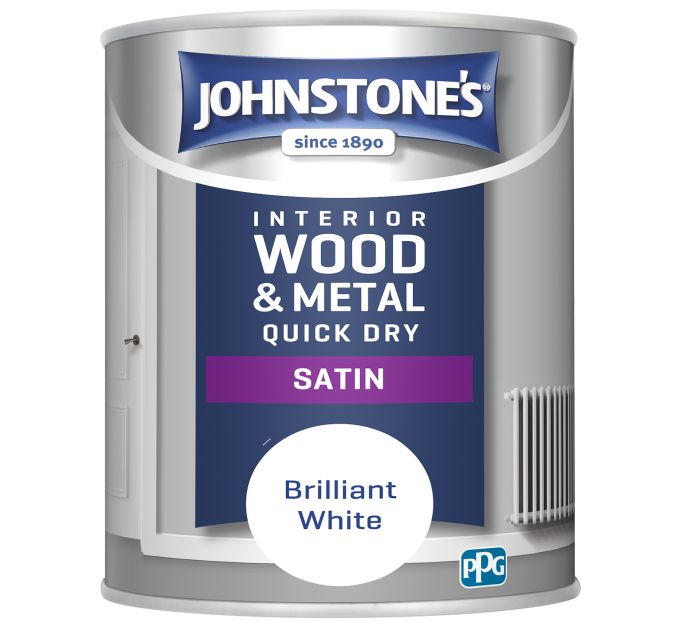 Johnstone's Quick Dry Satin 750ml wood and metal paint in Brilliant White