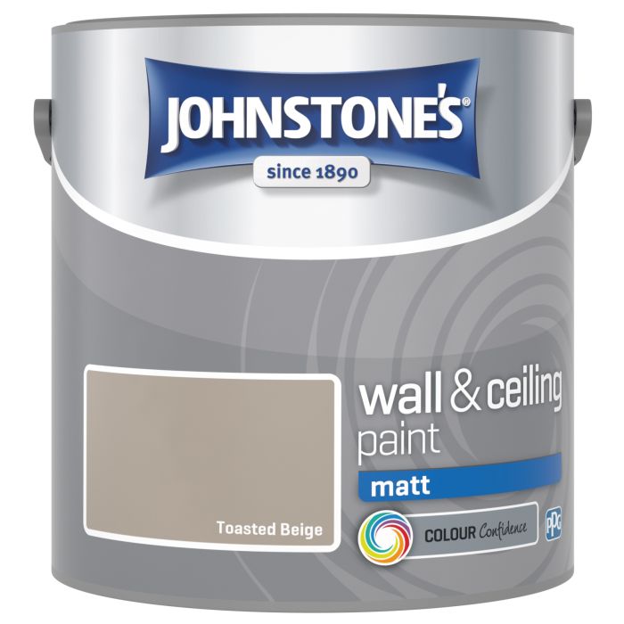 Johnstone's Wall and Ceiling Matt Paint, Toasted Beige, 2.5L