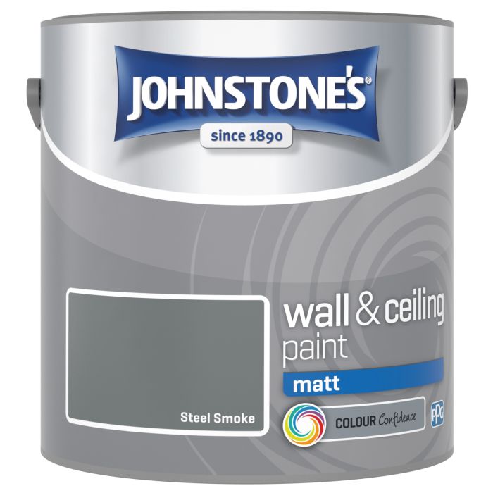 Johnstone's Wall and Ceiling Matt Paint in Steel Smoke, 2.5L