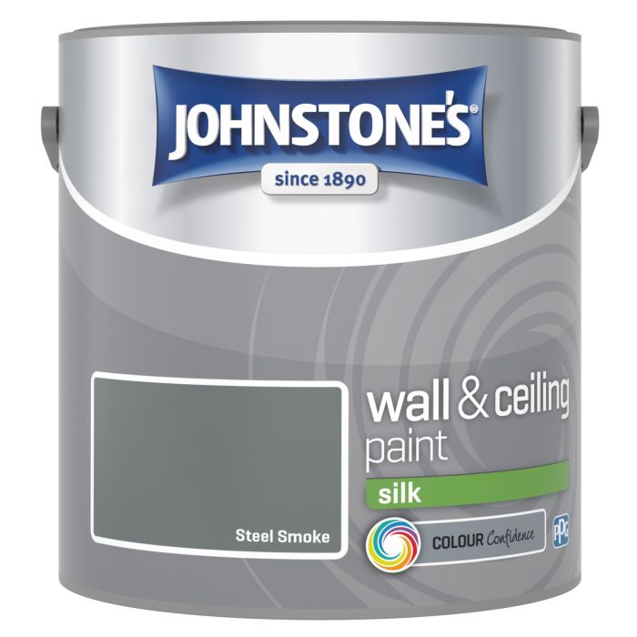 Johnstone's Wall & Ceiling Silk Paint in Steel Smoke, 2.5L interior emulsion
