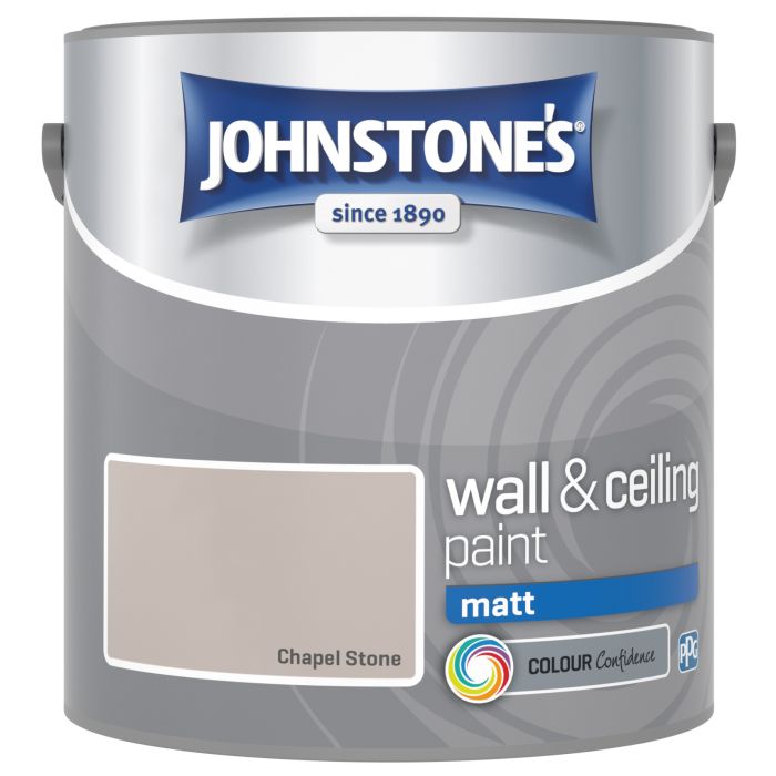 Johnstone's Wall and Ceiling Matt Paint, Chapel Stone, 2.5L tin