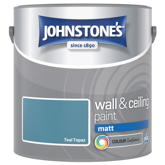 Johnstone's Wall and Ceiling Matt Paint, Teal Topaz, 2.5L tin