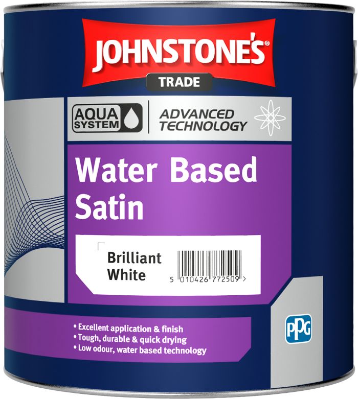 Johnstone's Trade Aqua Water Based Satin 2.5L in Brilliant White