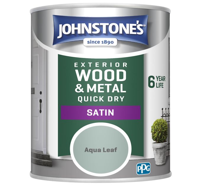 Johnstone's Exterior Quick Dry Satin Aqua Leaf 750ml paint tin