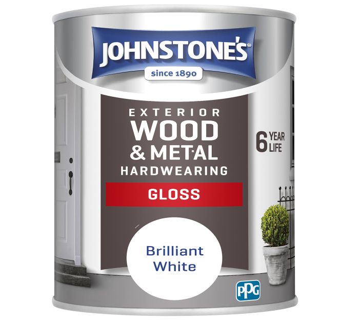 Johnstone's Exterior Hardwearing Gloss 750ml in Brilliant White