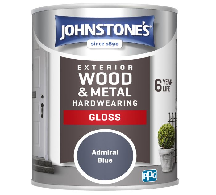 Johnstone's Exterior Hardwearing Gloss Admiral Blue 750ml 0.75L tin