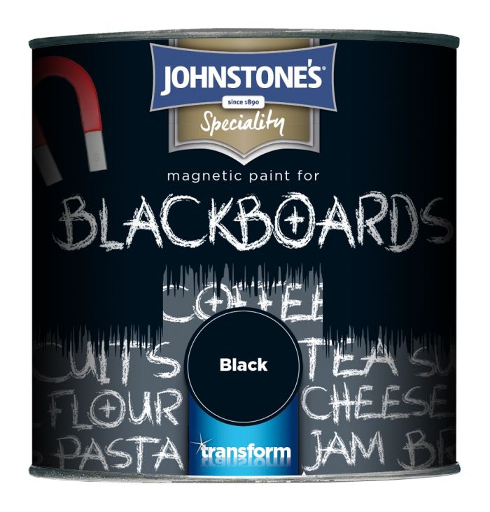 Johnstone's Magnetic Blackboard Paint 750ml in matt black finish