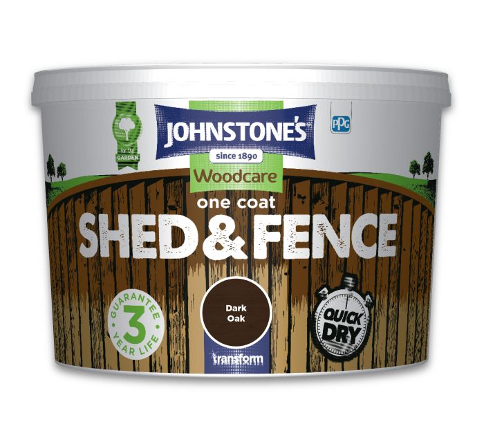 Johnstone's Shed & Fence Dark Oak 9L exterior topcoat for rough sawn timber