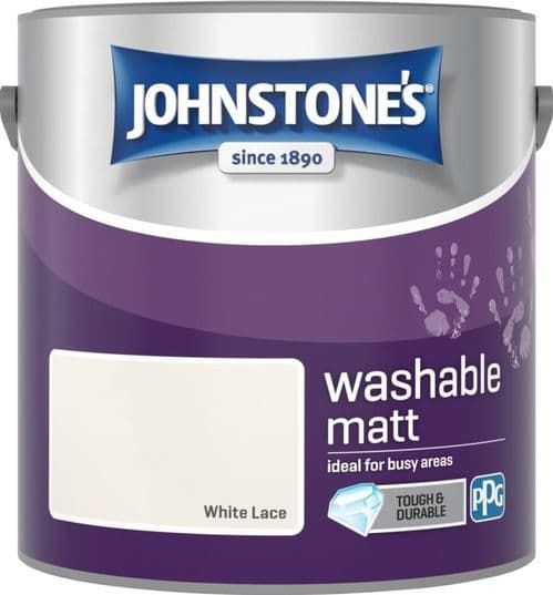 Johnstone's Washable Matt Paint White Lace 2.5L
