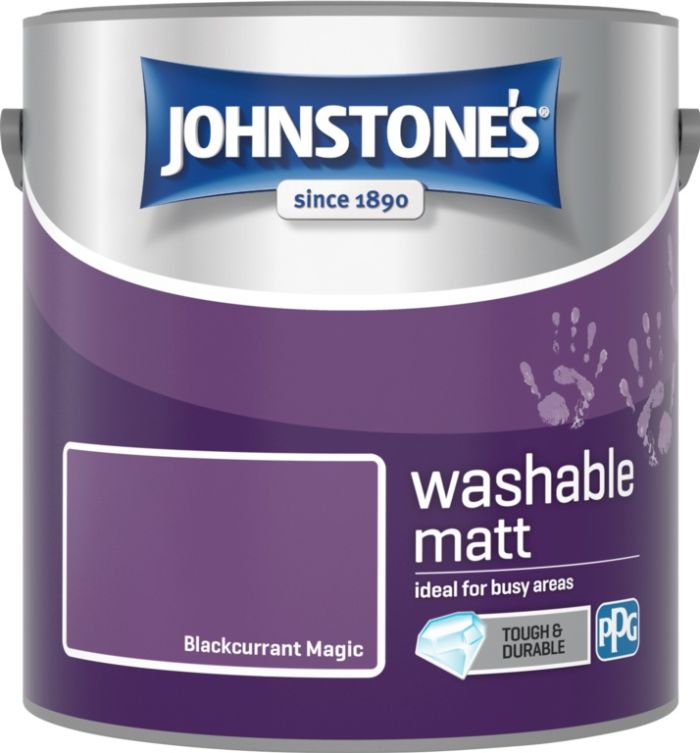 Johnstone's Washable Matt Paint in Blackcurrant Magic, 2.5L durable matt emulsion