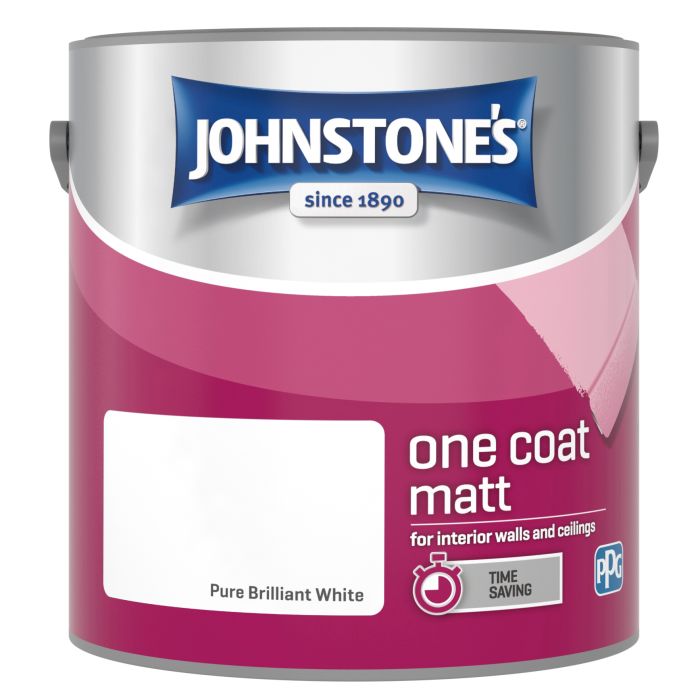 Johnstone's One Coat Matt Paint - Pure Brilliant White - 2.5L