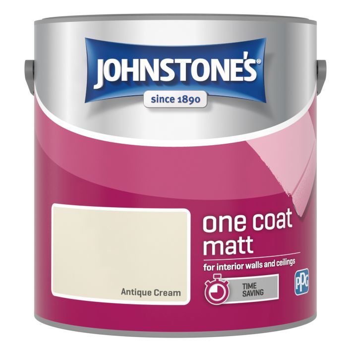 Johnstone's One Coat Matt Paint in Antique Cream, 2.5L tin
