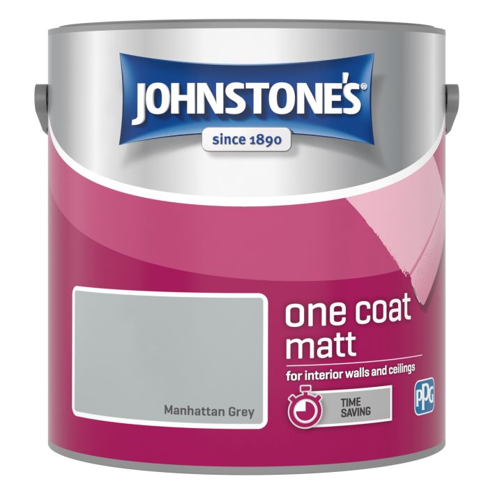Johnstone's One Coat Matt Paint 2.5L in Manhattan Grey