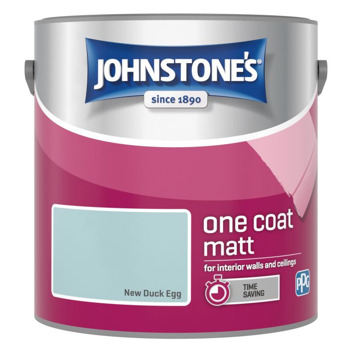 Johnstone's One Coat Matt Paint in New Duck Egg, 2.5L tin