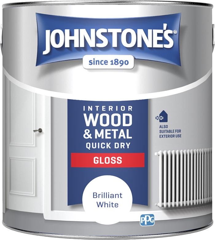 Johnstone's Quick Dry Gloss - Brilliant White - 2.5L wood and metal paint