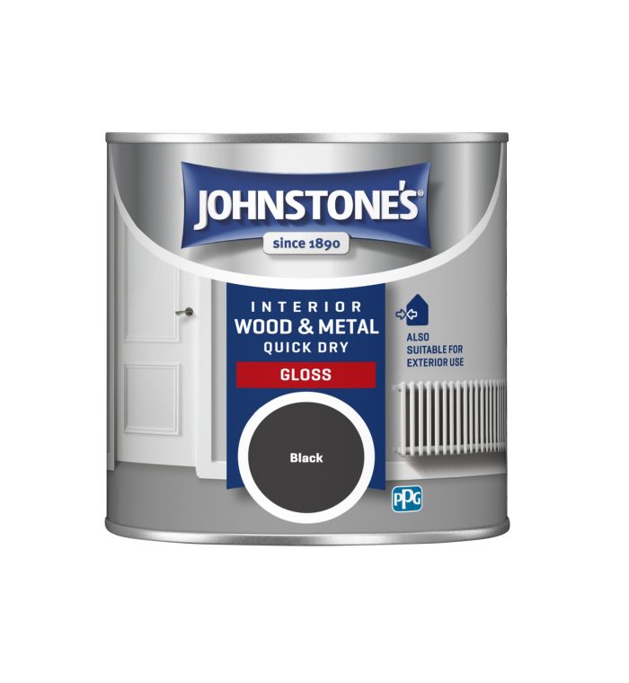 Johnstone's Quick Dry Gloss 250ml Black Wood and Metal Paint