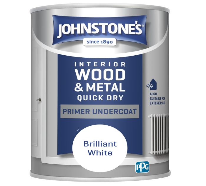 Johnstone's Quick Dry Primer Undercoat in Brilliant White, 750ml