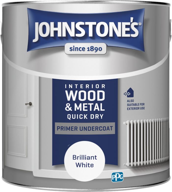 Johnstone's Quick Dry Primer Undercoat 2.5L Brilliant White water based interior and exterior paint