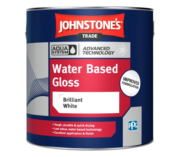 Johnstone's Trade Aqua Water Based Gloss Brilliant White 1L paint tin