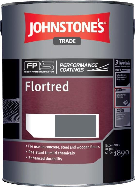 Johnstone's Trade Flortred Floor Paint in Dark Grey, 5L semi-gloss solvent-based coating