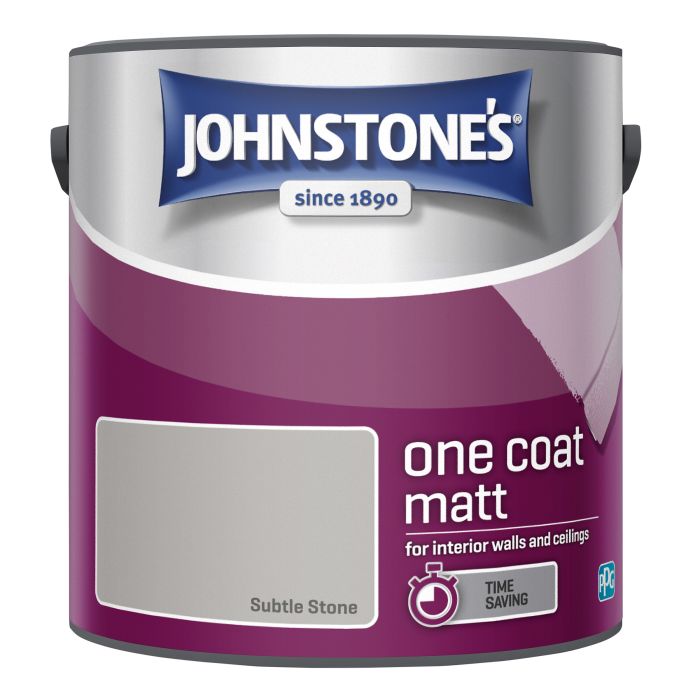 Johnstone's One Coat Matt Paint in Subtle Stone, 2.5L