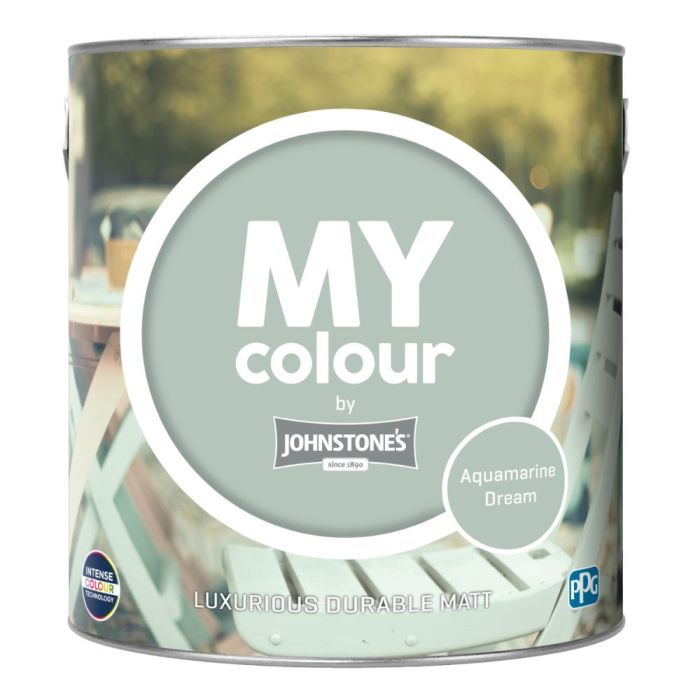 Johnstone's My Colour Durable Matt Paint in Aquamarine Dream, 2.5L interior emulsion for walls and ceilings