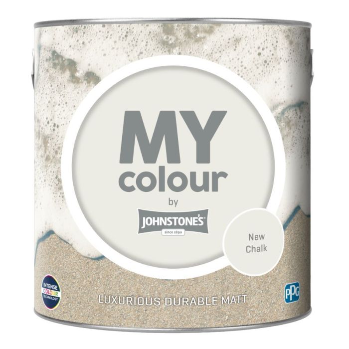 Johnstone's My Colour Durable Matt Paint in New Chalk, 2.5L tin