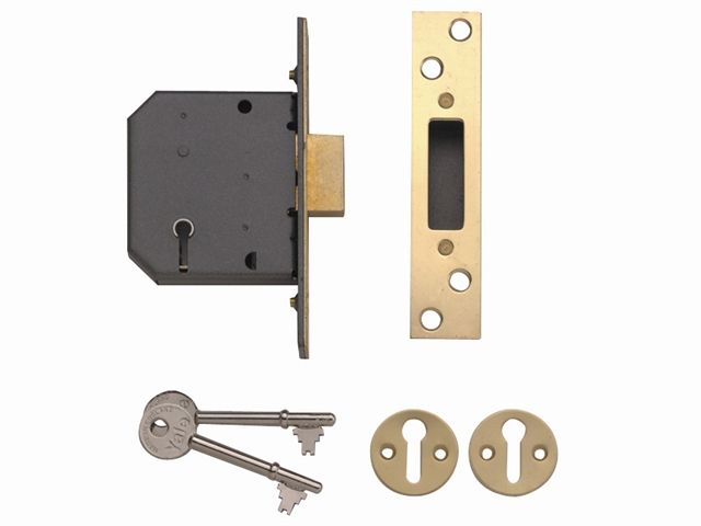 Yale PM552 5 Lever Mortice Dead Lock, 67mm in Polished Brass