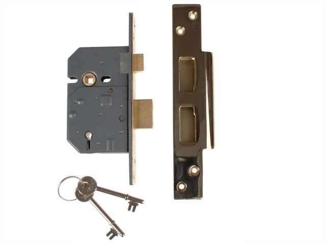 Yale PM560 80mm Hi-Security BS 5 Lever Mortice Sash Lock in polished brass