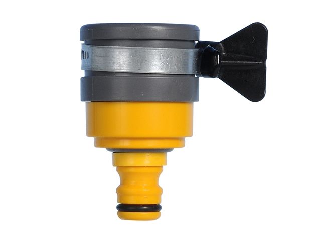 Hozelock 2177 Round Mixer Tap Connector for taps up to 24mm diameter with a stainless steel clip