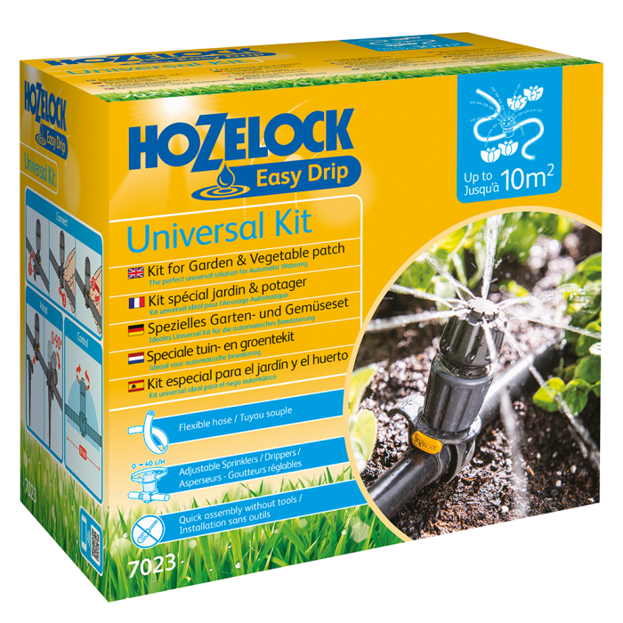 Hozelock 7023 Easy Drip Universal Kit for up to 10m2 with 15m x 13mm Flexi Hose and 10 Universal Drippers