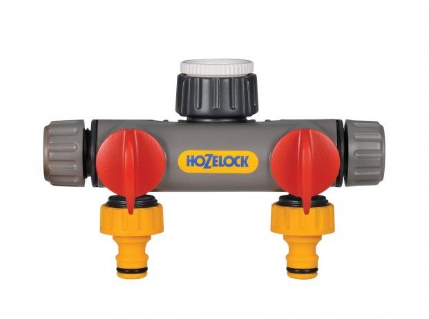Hozelock 2252 2-Way Tap Connector with independent quarter turn valves