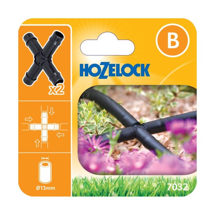 Hozelock 7032 13mm Cross Connectors Pack Of 2