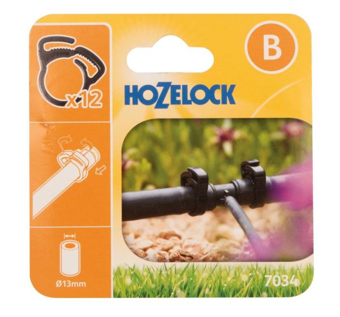 Hozelock 7034 Ratchet Clamps pack of 12 for 13mm supply pipes