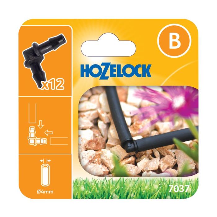 Hozelock 7037 4mm 90° Elbow Connectors - Pack Of 12