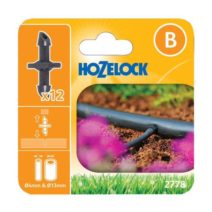 Hozelock 2778 4mm Straight Connector Pack of 12 for micro irrigation systems