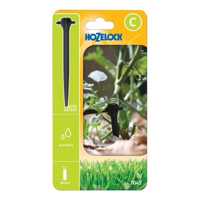 Hozelock 7043 Asta End-of-Line Pressure Compensating Dripper Spikes 4 LPH Pack of 12