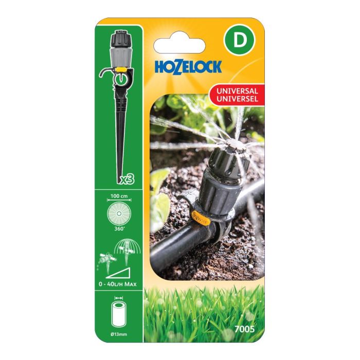 Hozelock 7005 Easy Drip Universal Sprinkler Pack of 3 for 13mm pipe
