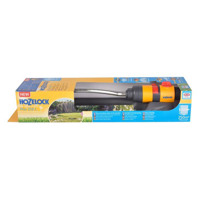 Hozelock Rectangular Sprinkler Plus 250M sled sprinkler with 18 jets and max coverage 250m2 in metal and plastic