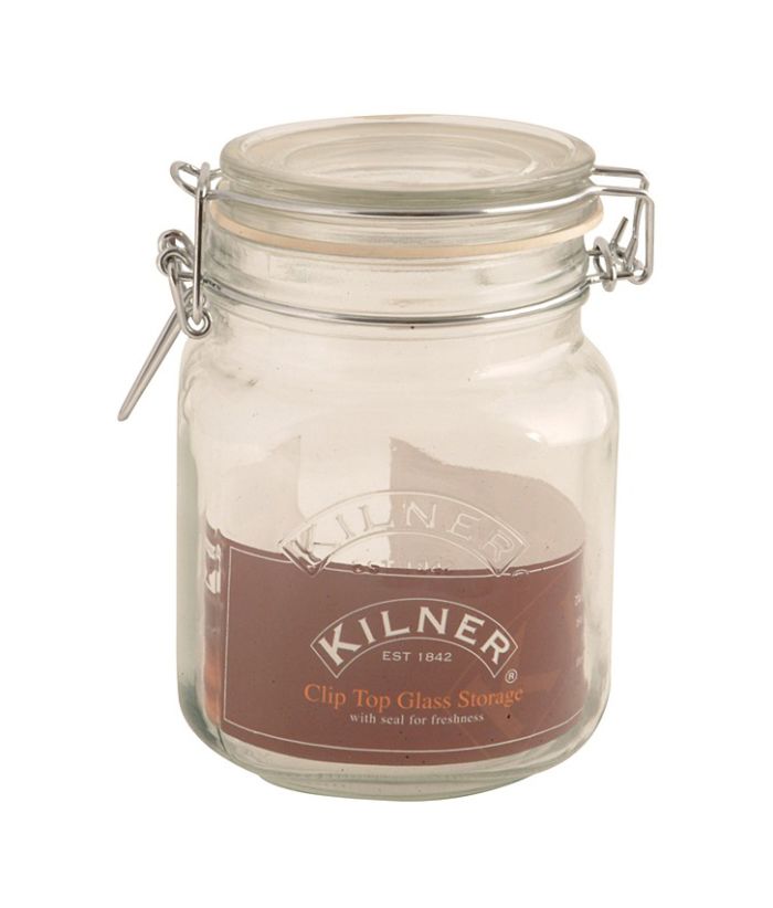 Kilner Square Clip Top Jar 1L glass storage jar with metal clip lid