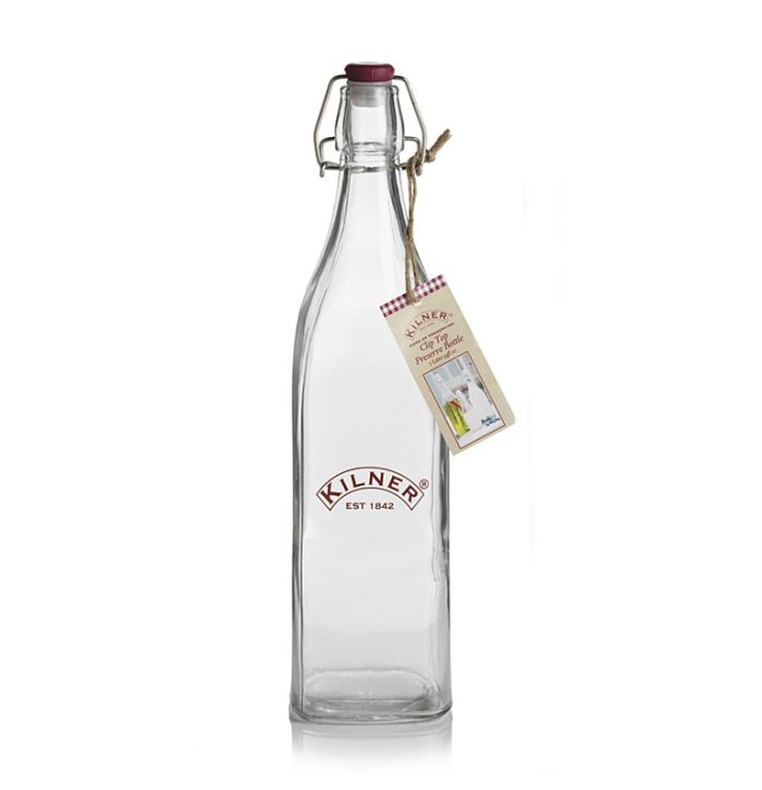 Kilner Square Clip Top Bottle 1L in glass