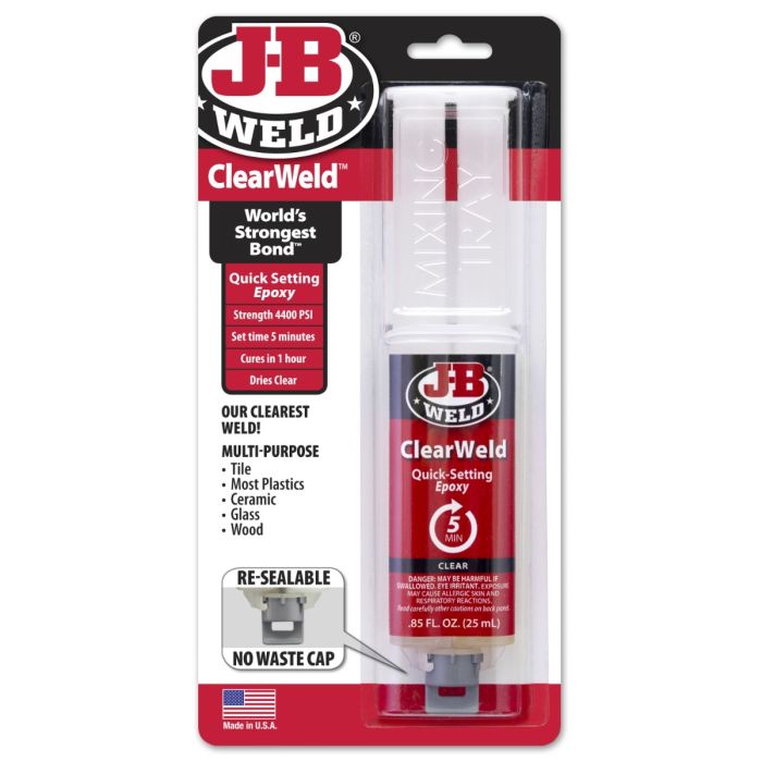 J-B Weld 50112UK ClearWeld Epoxy Syringe - 25ml