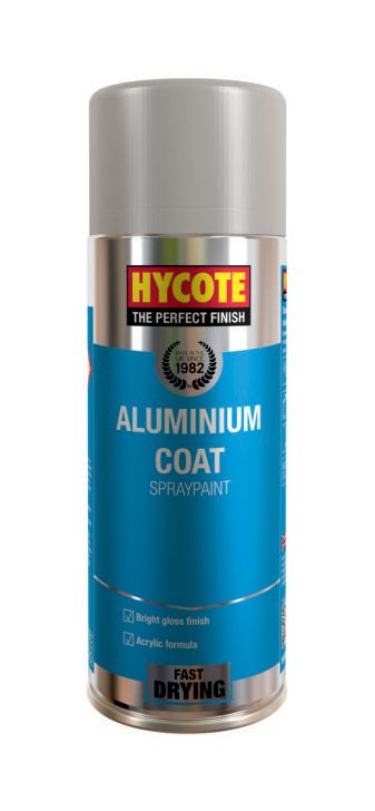Hycote XUK035 Aluminium Coat Aerosol 400ml automotive paint with an aluminium metallic finish