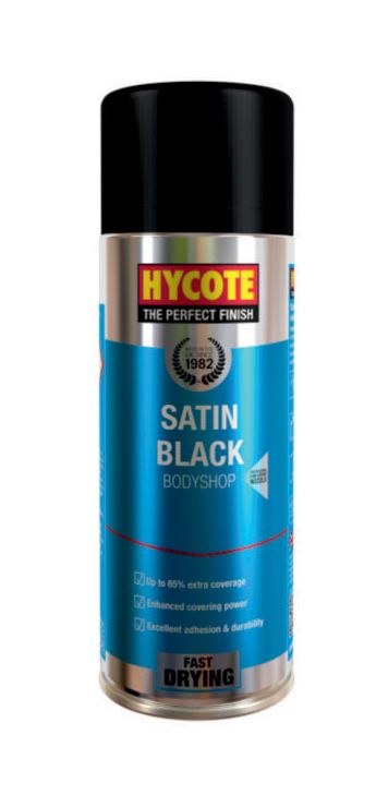 Hycote XUK431 Bodyshop Satin Black Aerosol 400ml paint