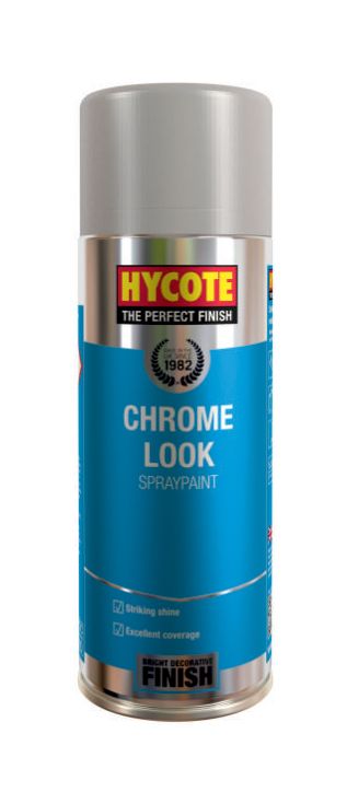 Hycote XUK477 Chrome Look Aerosol 400ml spray can with a bright decorative finish
